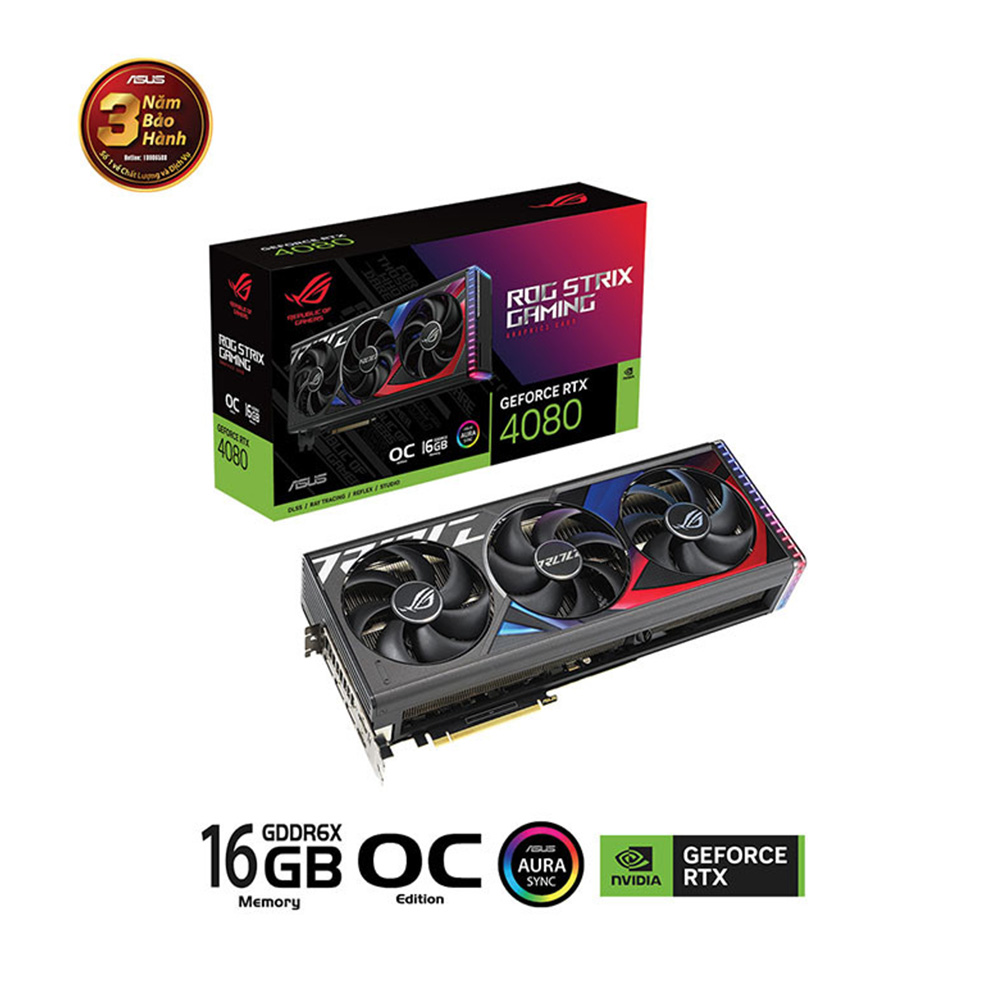 VGA Asus ROG STRIX RTX 4080 OC 16GB GDDR6X GAMING (ROG-STRIX-RTX4080-O16G-GAMING)